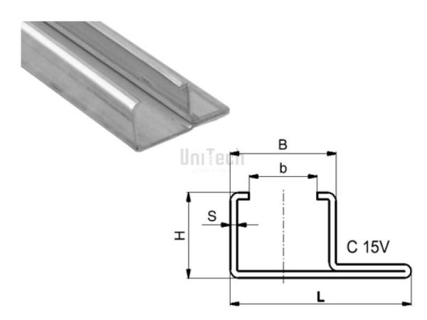 Направляющая для цепей C-профиль C15V 25x31 оцинкованный  Murtfeldt