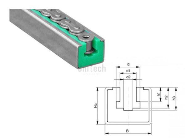Направляющая для цепей 083 CKG-профиль пластик 24x30 (C10, C14H, C15V) Murtfeldt