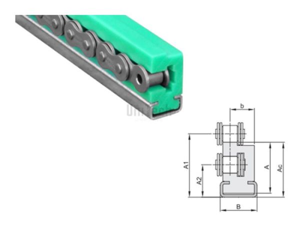 Направляющая для цепей 10B Combi_A-R-профиль пластик 34.4x17 (C03) BEA