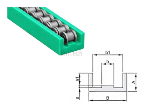 Направляющая для цепей 10B E-профиль пластик 33x20 BEA