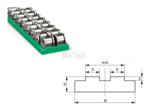 Направляющая для цепей 08B-2 T-профиль пластик 35x20 BEA
