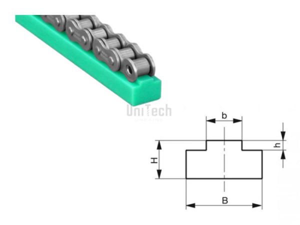 Направляющая для цепей 20B T-профиль пластик 45x20 BEA