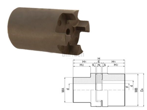Муфта кулачковая  38/45 BL-полумуфта чугунная удлиненная (d=14-45) 4 кулачка