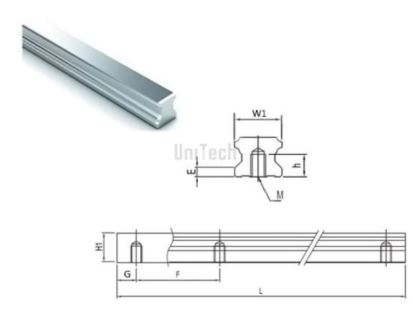 Рельса TR20-K-H крепление снизу TBI MOTION
