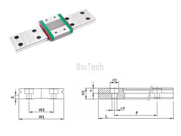 Рельса MGWR15R-H-M крепление сверху HIWIN
