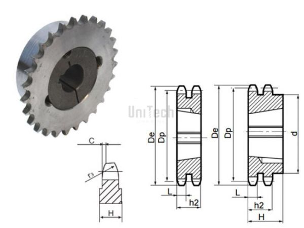 15,875 10B-2 Z=015 Звездочка под втулку TB 1210