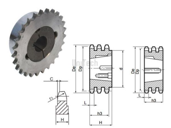 15,875 10B-3 Z=019 Звездочка под втулку TB 1615