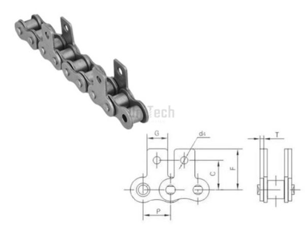 Цепь с креплением  12B-1 SK-1/2L (каждое 1 наруж. звено)