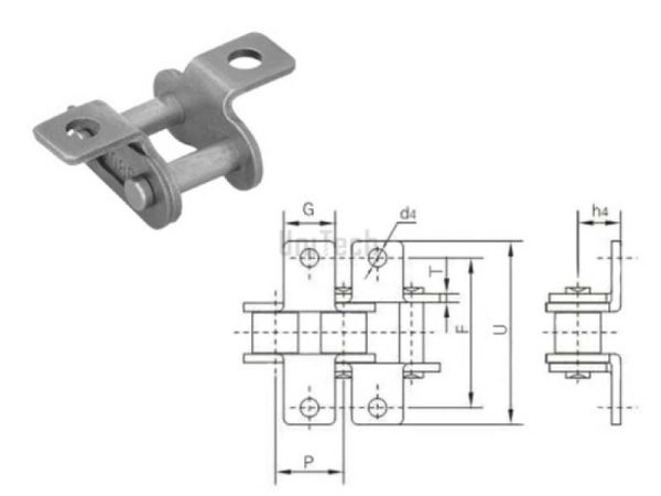 Цепь с креплением  16B-1 K-1  Звено соединительное