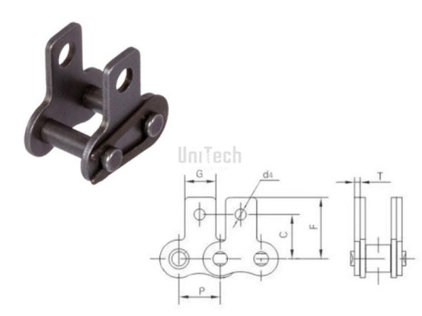 Цепь с креплением  16B-1 SK-1 Звено соединительное