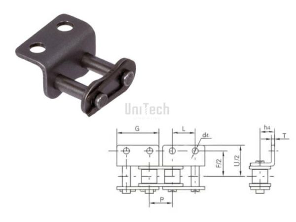 Цепь с креплением  16B-1 WA-2  Звено соединительное